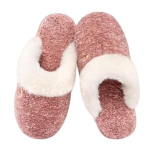 Cozy Pink Slippers with White Fur Trim NIB Size Medium 6-8